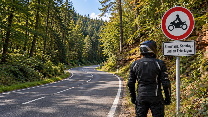 Straßenschild gesperrt für Motorräder