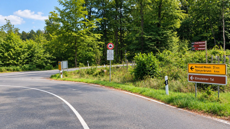 Sperrung für Motorräder Elmsteiner Tal am Johanniskreuz